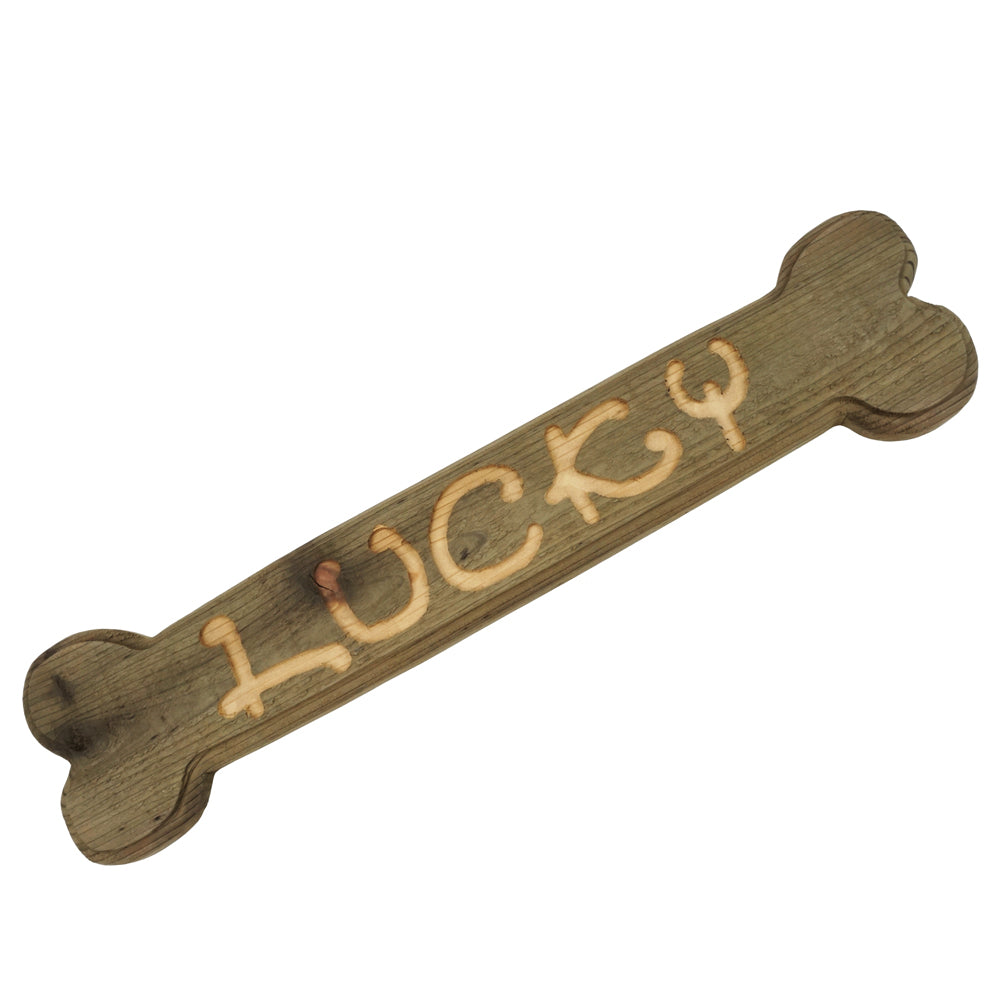 Hand Carved Cedar Dog Name Bone